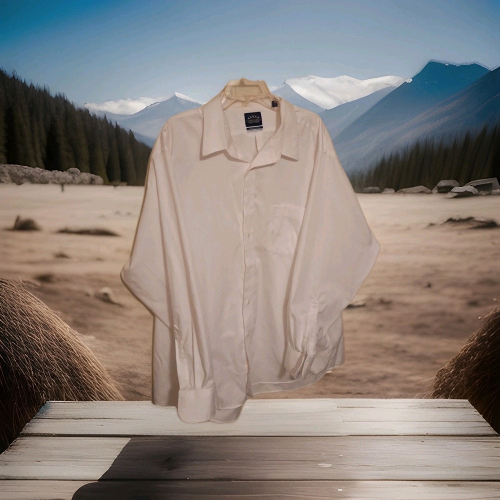 Eagle Point Mens Long Sleeve Button Down Dress Shirt White 2XL 18 1/2 34/35 G007
